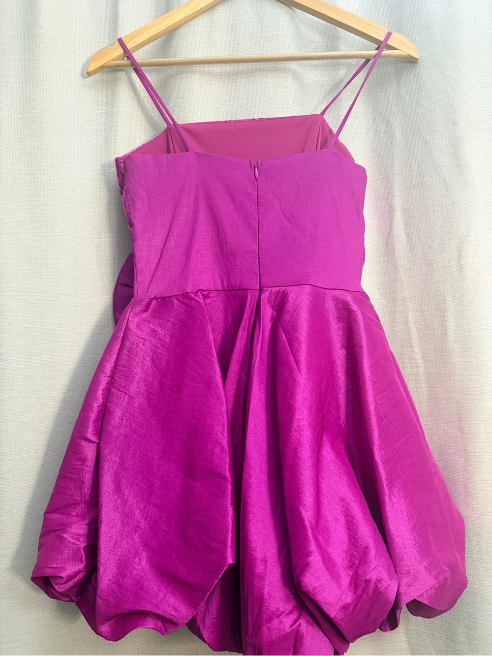 Grace in LA Fuchsia Sequin Bodice Bubble Dress with Bow - Picture 4 of 12